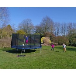 Trampoline Ø 300 cm Bleu MAXI ECO - KANGUI - Avec Filet, Echelle, Couverture de Protection