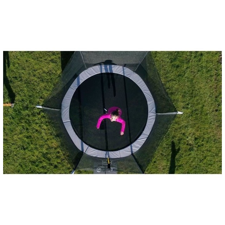 Trampoline Ø 250 cm Gris - KANGUI - Maxi Eco Avec Filet