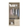 Armoire en panneaux de particules - Décor chene - 2 portes + 2 tiroirs - Style Essentiel - Chambre - L 100 x P 52 x H 215 cm