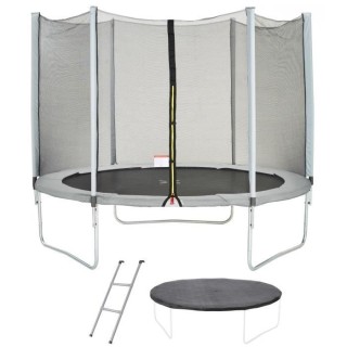Trampoline Ø 300 cm Gris Maxi Eco - KANGUI - Filet, Echelle, Couvertu