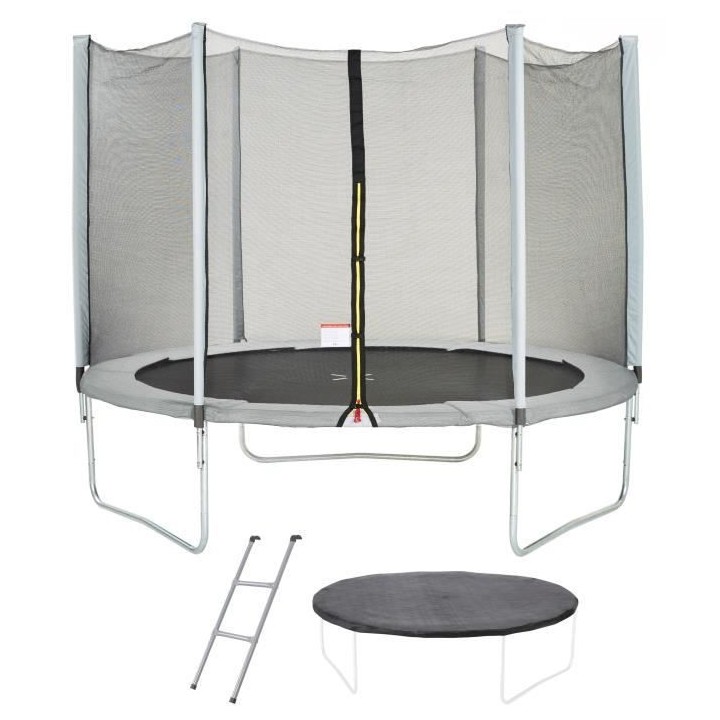 Trampoline Ø 300 cm Gris Maxi Eco - KANGUI - Filet, Echelle, Couvertu