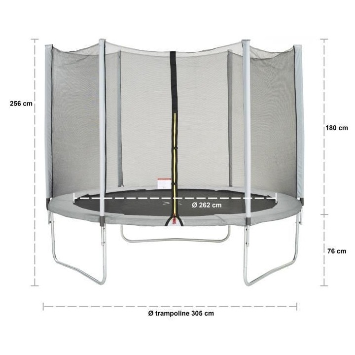 Trampoline Ø 300 cm Gris Maxi Eco - KANGUI - Filet, Echelle, Couvertu