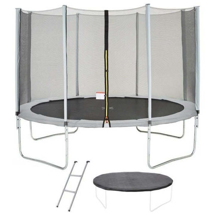 Trampoline Ø 360 cm Gris KANGUI - Maxi Eco - Filet, Echelle, Couvertu