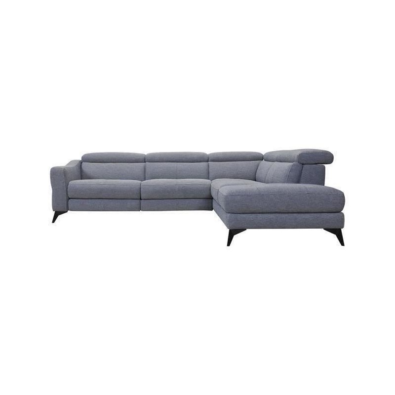 Canapé d'angle droit relax électrique - 5 places - KANSAS - Tissu Gris - L 283 x P 102 x H x 74 cm