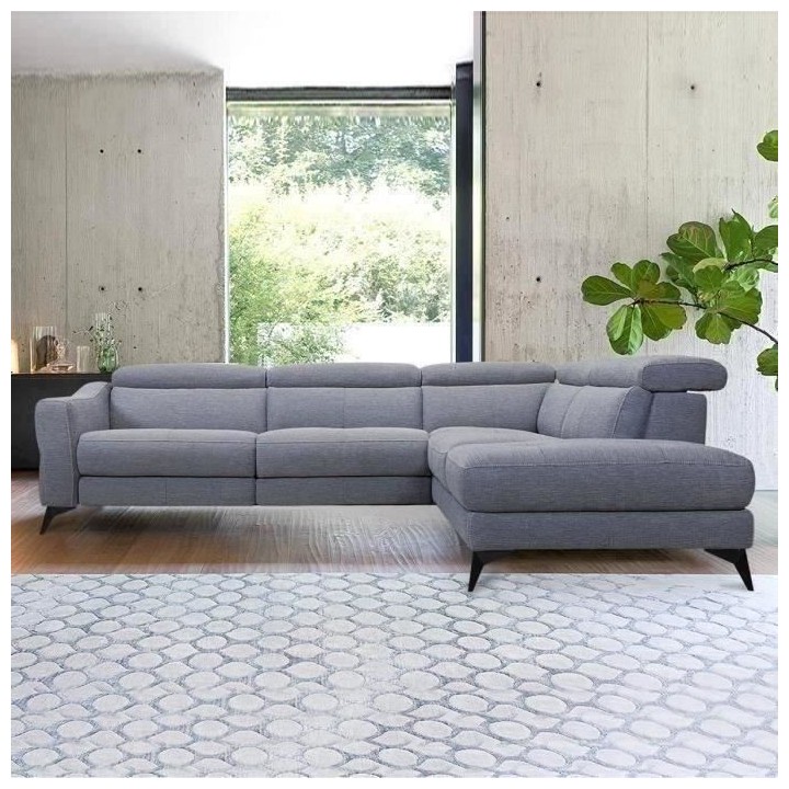 Canapé d'angle droit relax électrique - 5 places - KANSAS - Tissu Gr