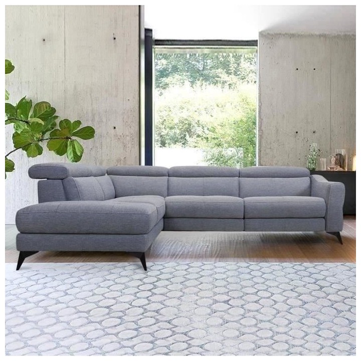 Canapé d'angle gauche relax électrique - 5 places - KANSAS - Tissu G