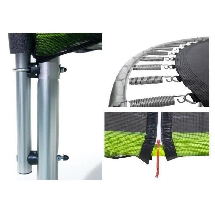 KANGUI Trampoline TWIN Ø 305cm - Vert - avec filet, échelle, couvert