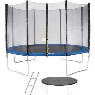 Trampoline Ø 360 cm Bleu MAXI ECO - KANGUI - Avec Filet, Echelle, Cou