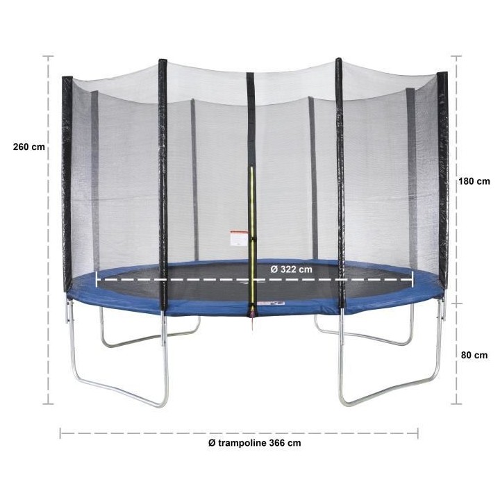 Trampoline Ø 360 cm Bleu MAXI ECO - KANGUI - Avec Filet, Echelle, Cou