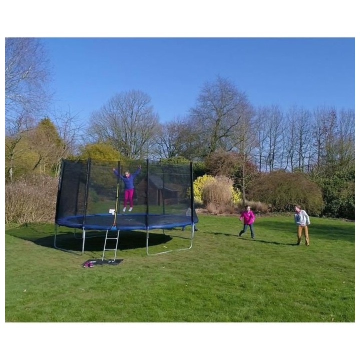 Trampoline Ø 360 cm Bleu MAXI ECO - KANGUI - Avec Filet, Echelle, Cou