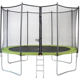 KANGUI Trampoline TWIN Ø 360cm - Vert - avec filet, échelle, couvert