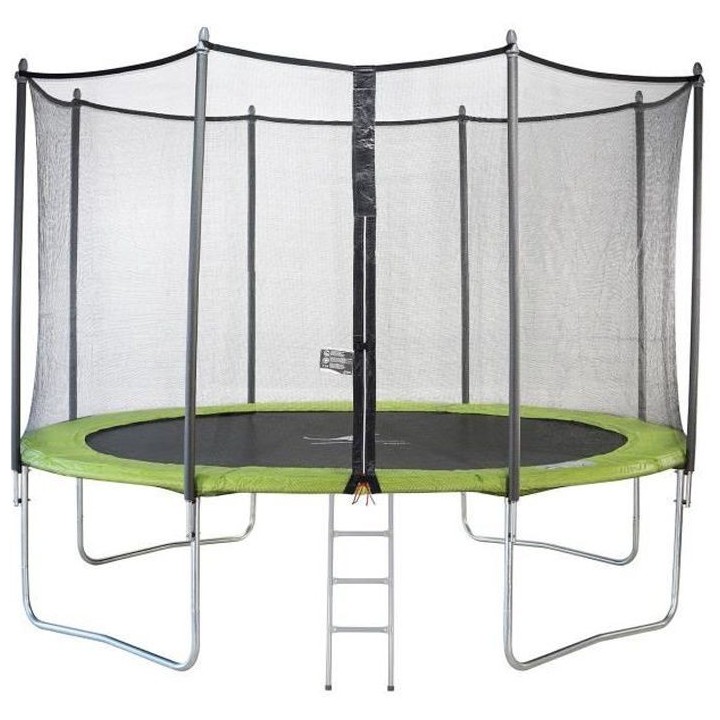 KANGUI Trampoline TWIN Ø 360cm - Vert - avec filet, échelle, couvert
