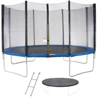 Trampoline MAXI ECO Ø 430 cm Bleu - Avec Filet, Echelle, Couverture d