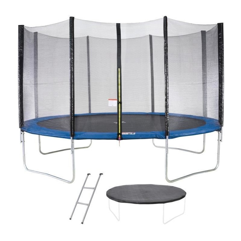 Trampoline MAXI ECO Ø 430 cm Bleu - Avec Filet, Echelle, Couverture de protection