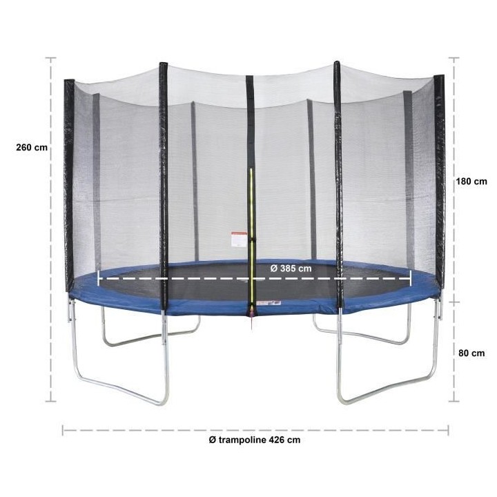 Trampoline MAXI ECO Ø 430 cm Bleu - Avec Filet, Echelle, Couverture d