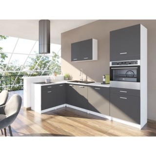 EXTRA - Cuisine complete d'angle colonne L 300cm - Angle réversible -