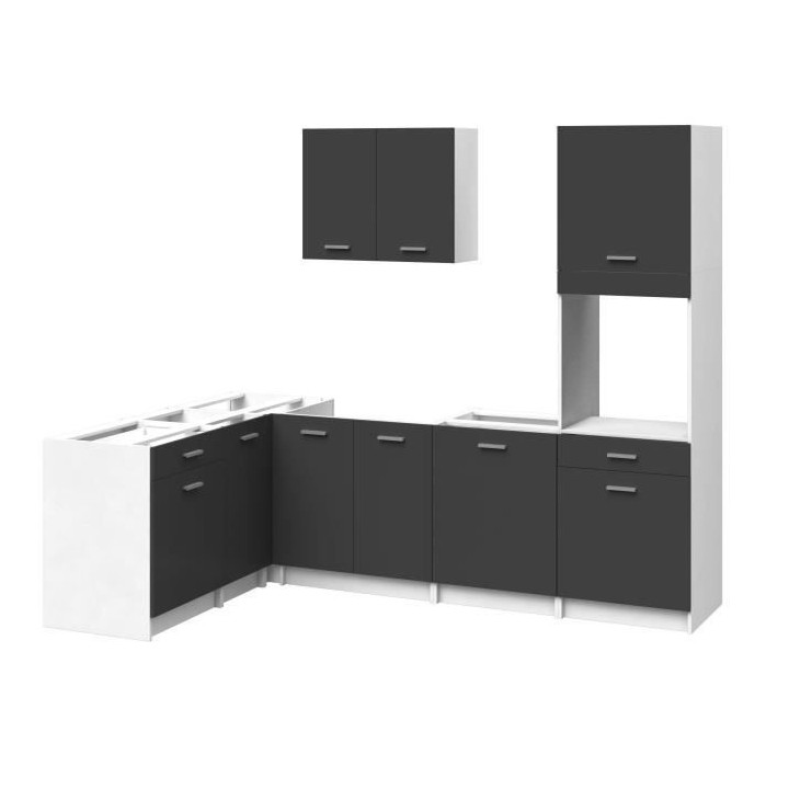 EXTRA - Cuisine complete d'angle colonne L 300cm - Angle réversible -