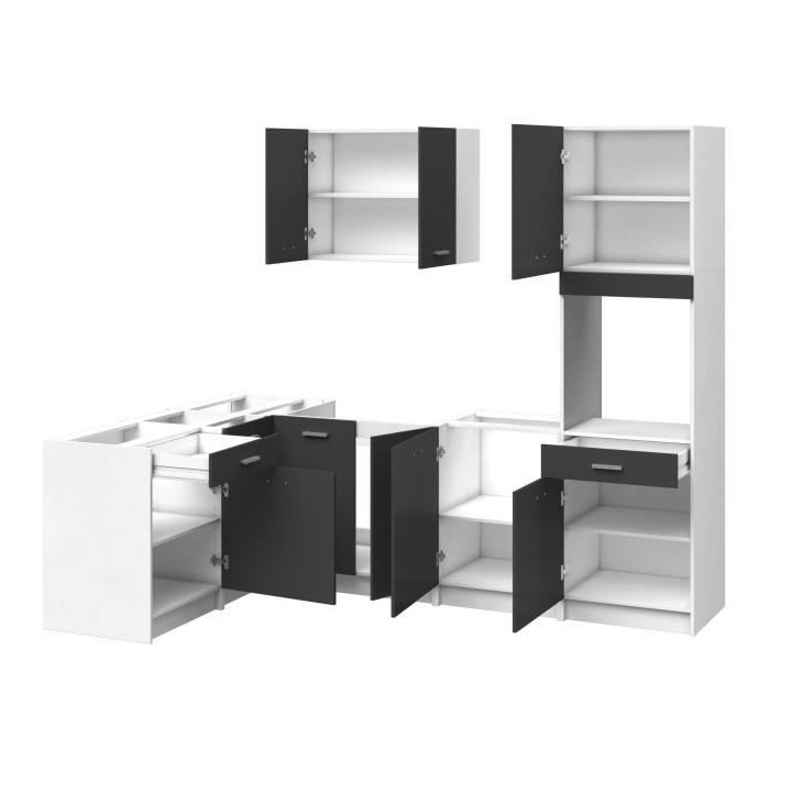 EXTRA - Cuisine complete d'angle colonne L 300cm - Angle réversible -