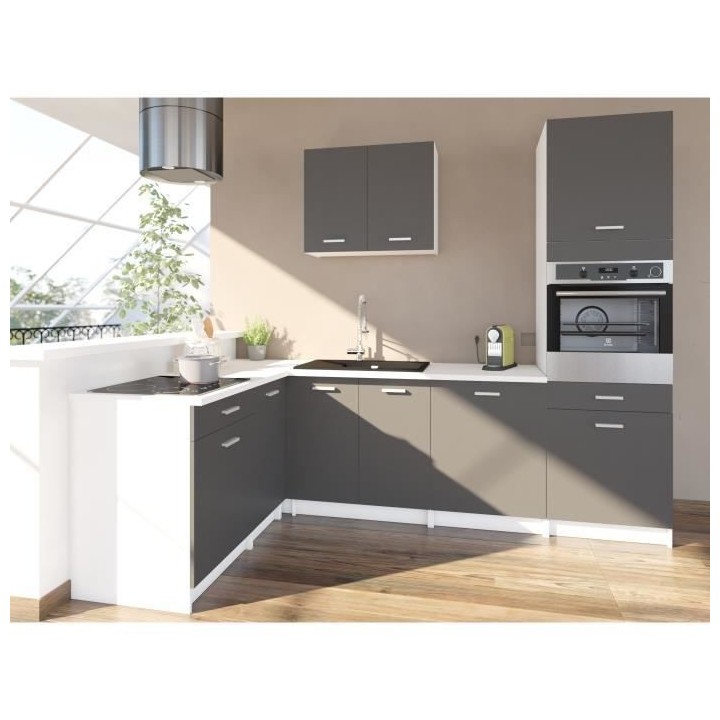 EXTRA - Cuisine complete d'angle colonne L 300cm - Angle réversible -