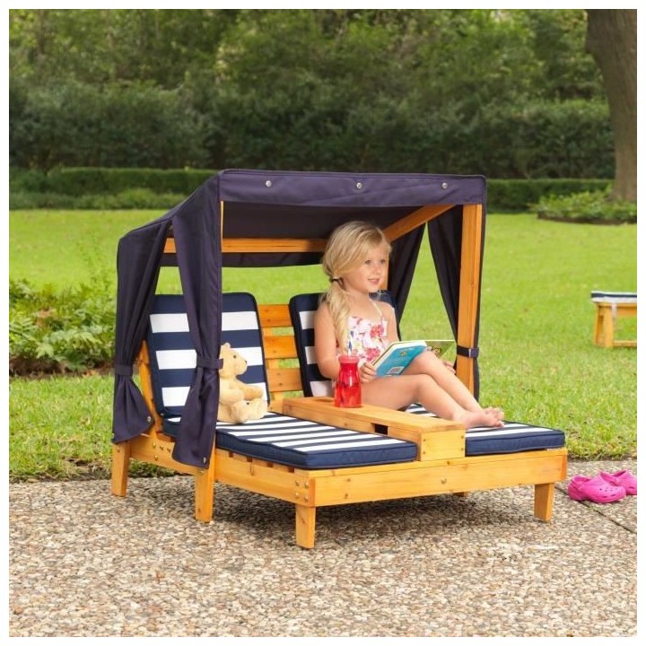 KIDKRAFT - Double chaise longue enfant en bois avec porte-gobelets - m