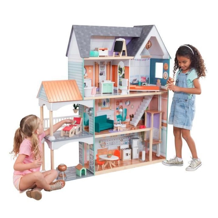 KidKraft - Maison de poupées en bois Dahlia - 65987 - 30 accessoires