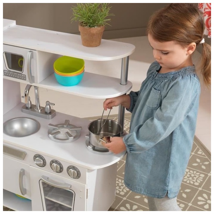 KIDKRAFT - Cuisine enfant en bois Vintage - Blanc