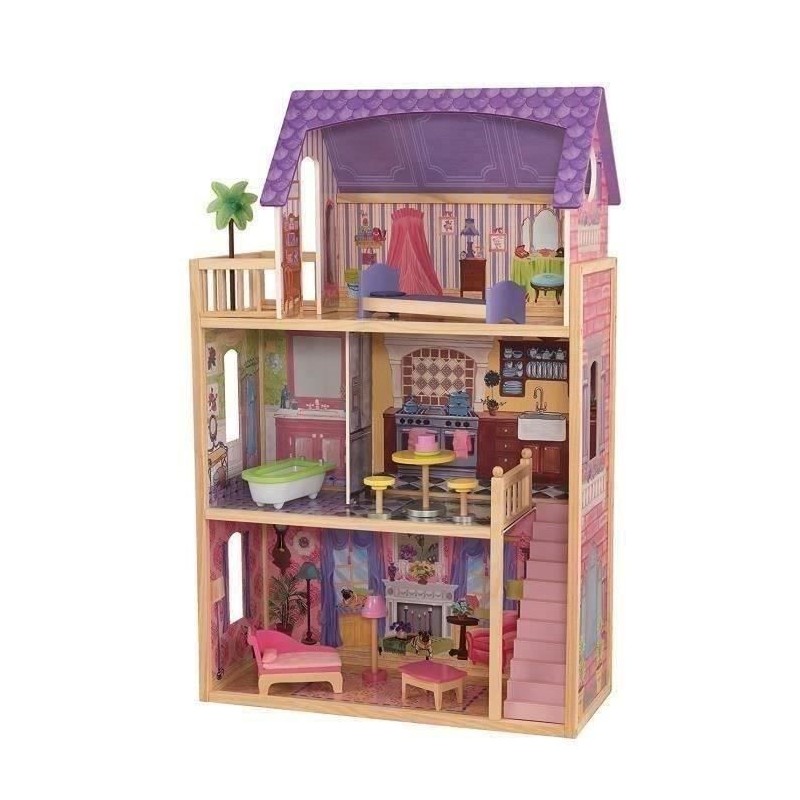 KIDKRAFT - Maison de poupées Kayla en bois + 11 pieces - Rose