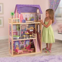 KIDKRAFT - Maison de poupées Kayla en bois + 11 pieces - Rose