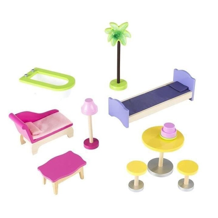 KIDKRAFT - Maison de poupées Kayla en bois + 11 pieces - Rose