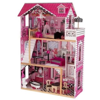 KIDKRAFT - Maison de poupées Amélia + 14 pieces - En bois - Rose