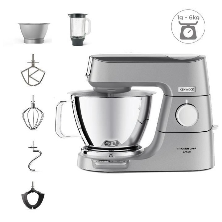 KENWOOD KVC85.124.SI - Robot pâtissier Titanium Chef Baker - 2 bols e