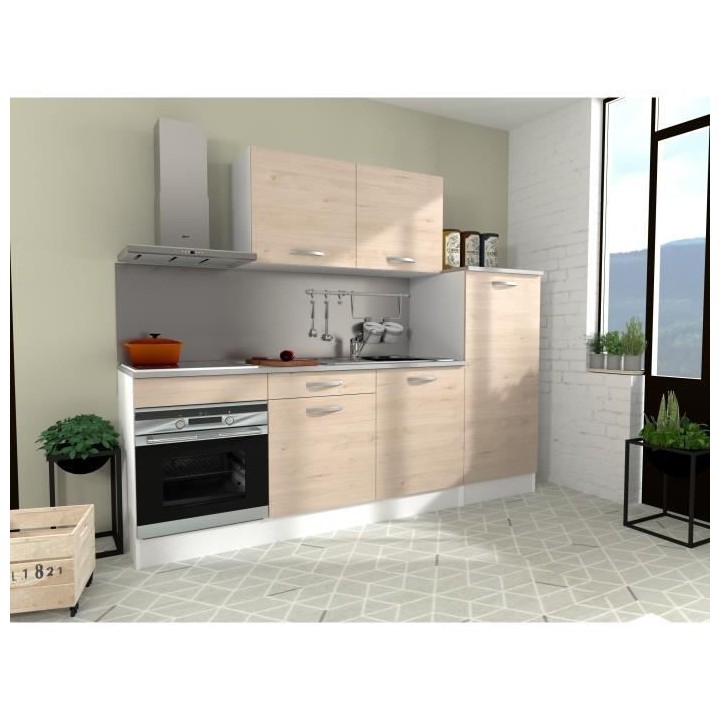 PARISOT Cuisine complete L 240 cm - Décor chene jackson - KEO