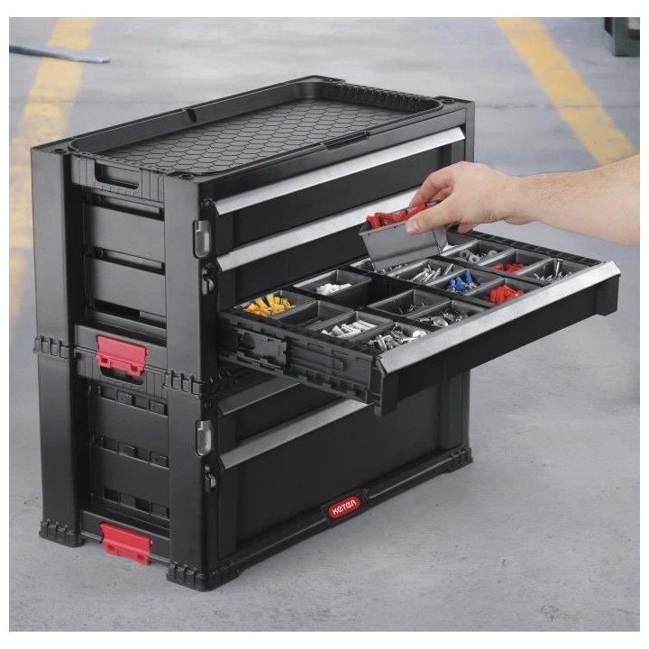 KETER Servante a outils 7 tiroirs - Modulable avec verouillage central