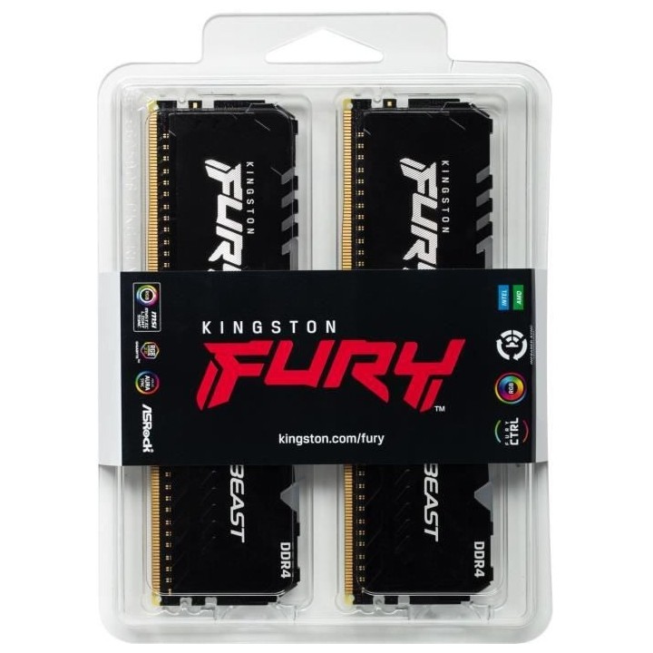 Mémoire Kingston FURY Beast RGB 32 Go (2 x 16 Go) DDR4 3000 MHz CL16