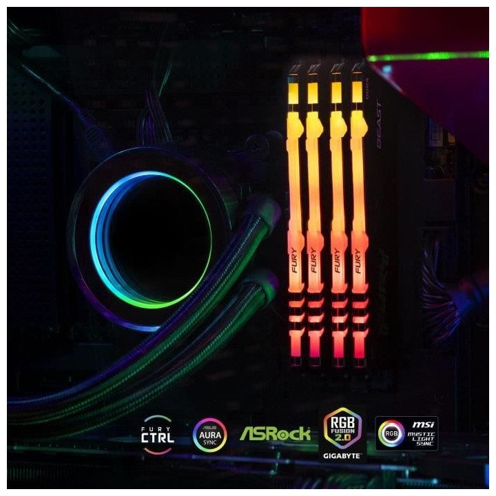 Kingston FURY Beast RGB Mémoire 32 Go (4 x 8 Go) DDR4 3200 MHz CL16