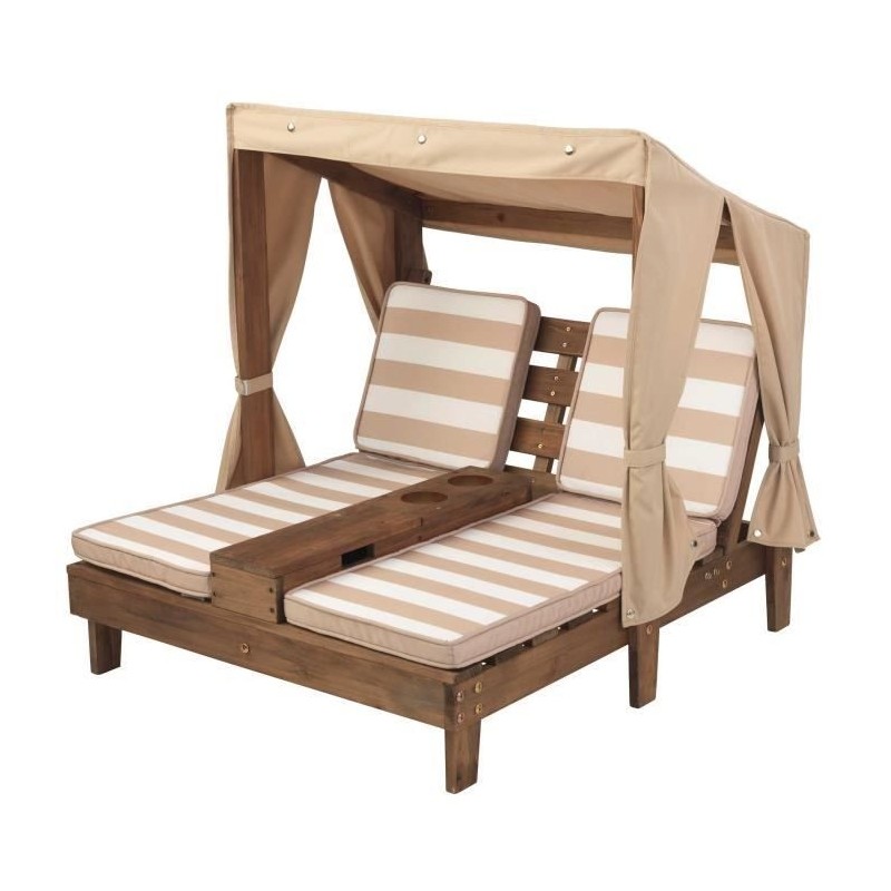 KidKraft Chaise longue double pour enfants Beige Bois 00534