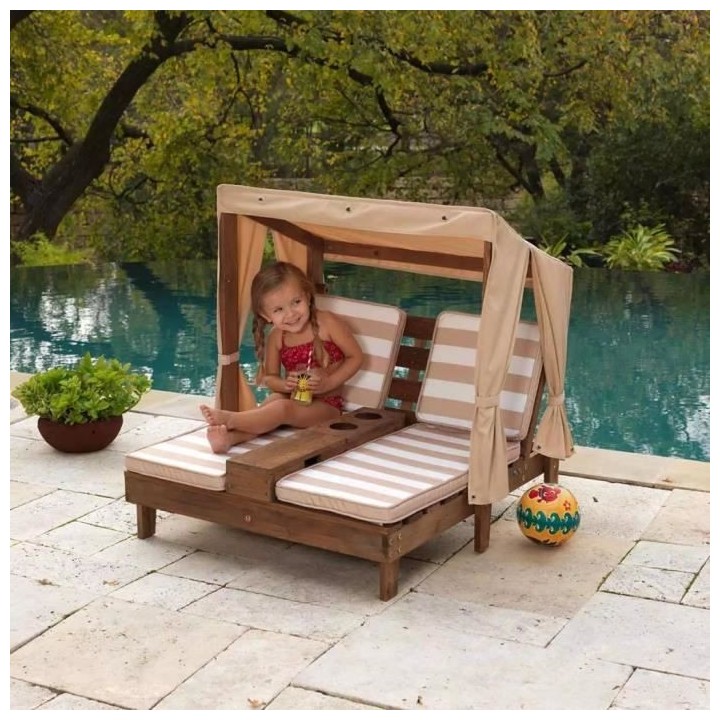 KidKraft Chaise longue double pour enfants Beige Bois 00534