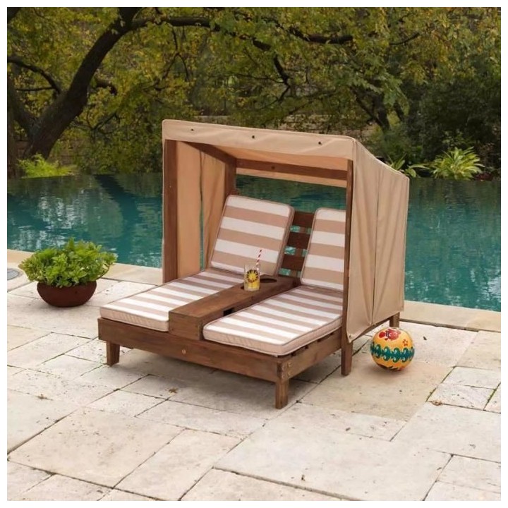 KidKraft Chaise longue double pour enfants Beige Bois 00534