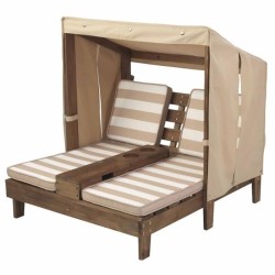 KidKraft Chaise longue double pour enfants Beige Bois 00534