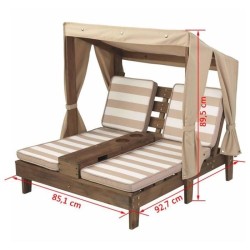 KidKraft Chaise longue double pour enfants Beige Bois 00534