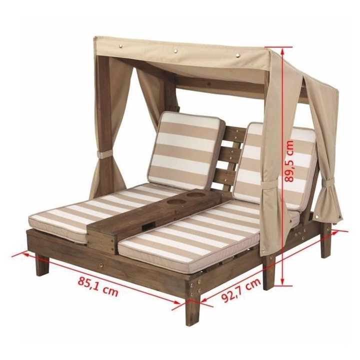 KidKraft Chaise longue double pour enfants Beige Bois 00534