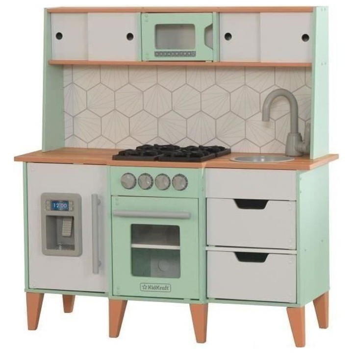 KIDKRAFT - Cuisine enfant Mid-Century - En bois - 83 cm - Vert/Blanc
