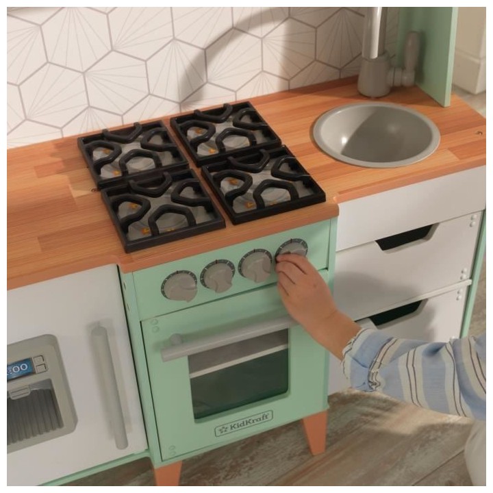 KIDKRAFT - Cuisine enfant Mid-Century - En bois - 83 cm - Vert/Blanc