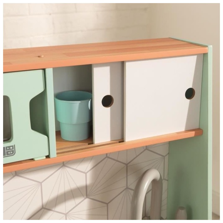 KIDKRAFT - Cuisine enfant Mid-Century - En bois - 83 cm - Vert/Blanc