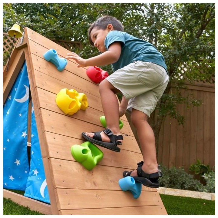 KIDKRAFT - Tipi cabane en bois enfant avec mur d'escalade