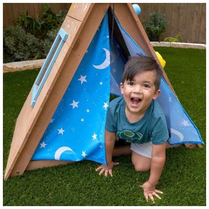 KIDKRAFT - Tipi cabane en bois enfant avec mur d'escalade