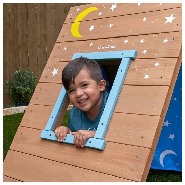 KIDKRAFT - Tipi cabane en bois enfant avec mur d'escalade