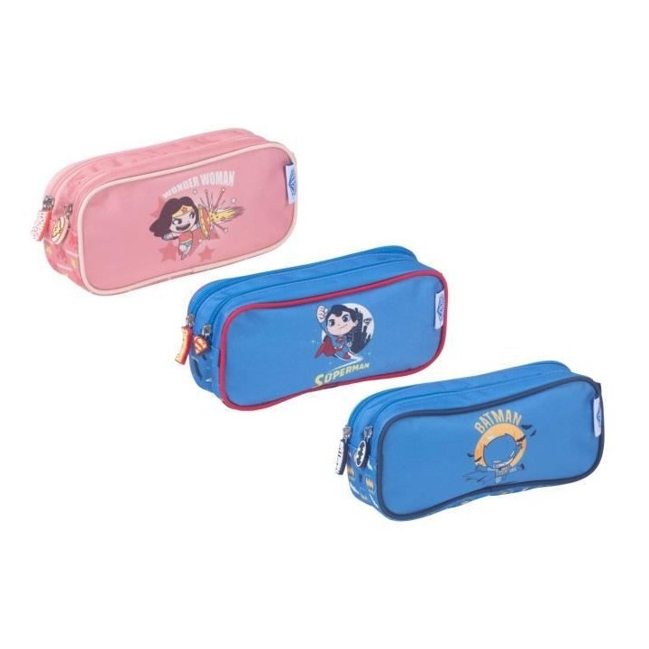 FKIDABORD - Trousse double compartiment dc super friends 3 decors asso