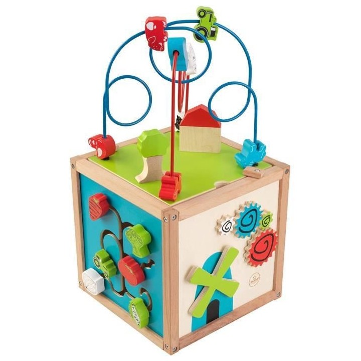 Cube d'éveil Labyrinthe en bois 27,2 x 26,7 x 46,9 cm