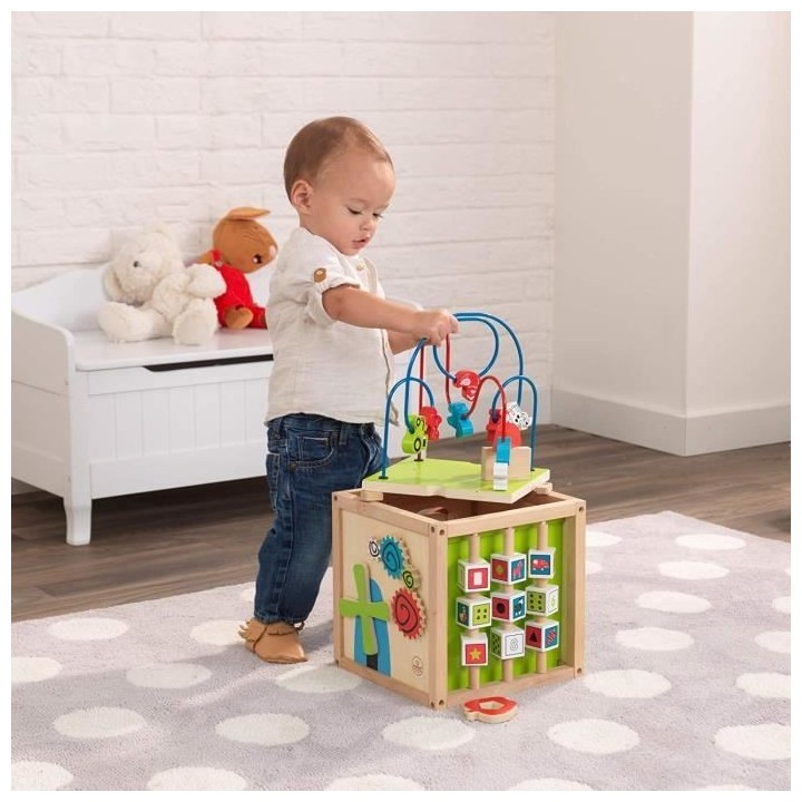 Cube d'éveil Labyrinthe en bois 27,2 x 26,7 x 46,9 cm